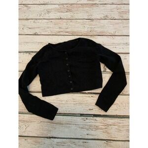 John Galt Brandy Melville Black Cropped Cardigan Sweater Cotton Y2K One Size